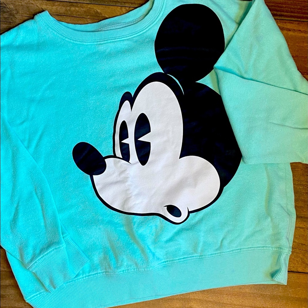Forever 21 Teal Disney Mickey Mouse Sweatshirt Girls 11-12.